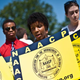 Members of the NAACP hold signs in front of the U.S. Supreme Court in Washington, D.C., on June 25, 2013, after the court struck down a key part of the Voting Rights Act in Shelby v. Holder.
NICHOLAS KAMM/AFP/Getty Images